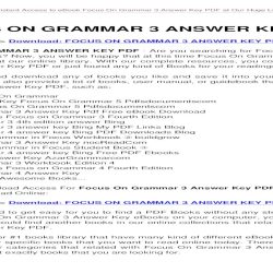 Focus on grammar 4 answer key