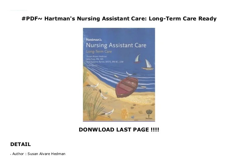 Workbook hartman's nursing assistant care