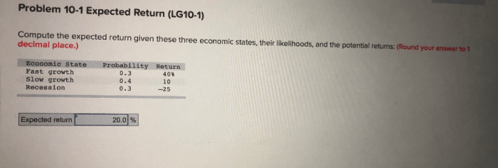 Compute the expected return given these three economic states